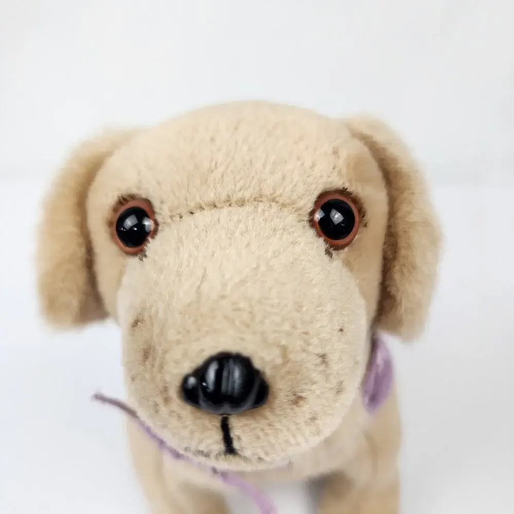 American Girl Doll Pet Sandy Golden Retriever Lab Posable Dog w/ Purple Bandana